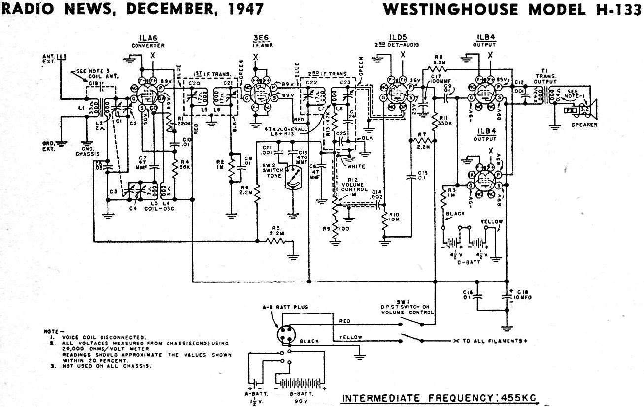 Westinghouse Model H-133 Schematic & Parts List, December ... 1964 thunderbird vacuum diagram 