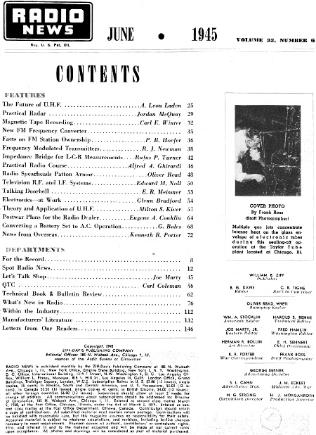 June 1945 Radio News Cover - RF Cafe